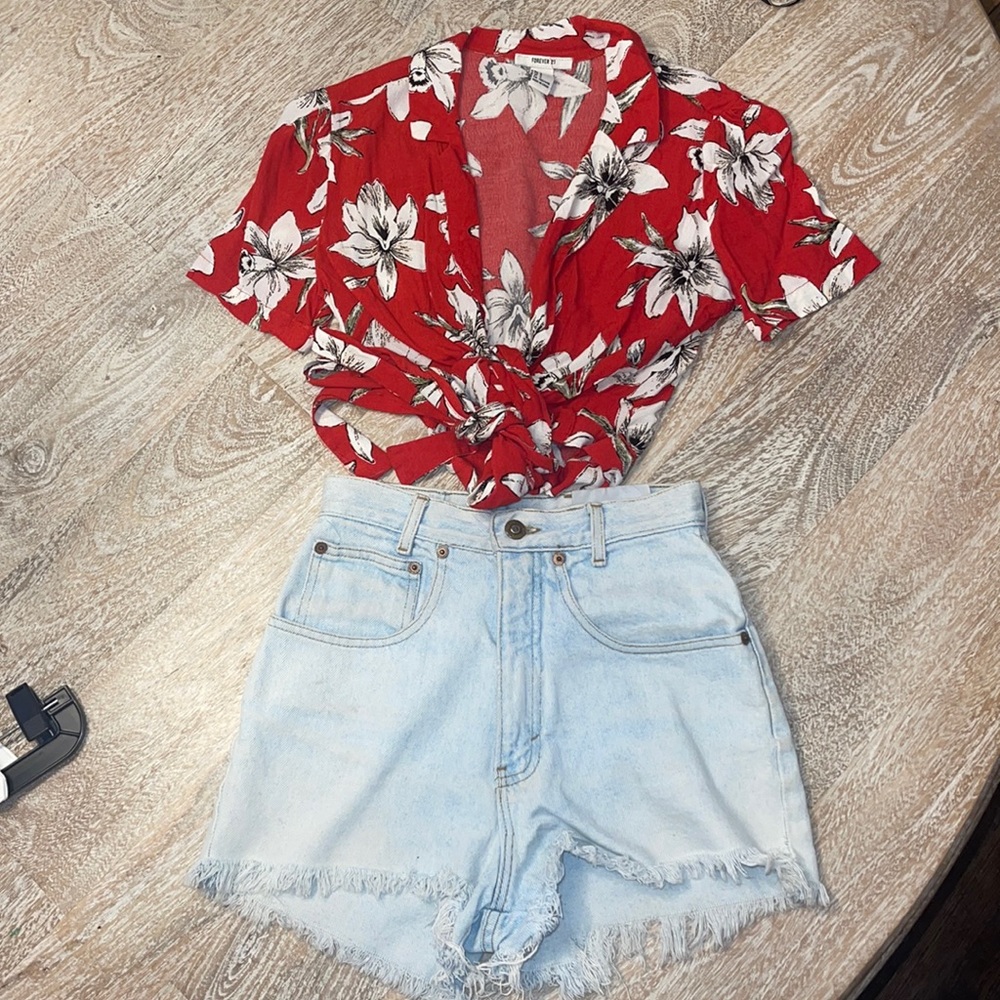 Vintage French country EXP denim high waisted shorts size 1